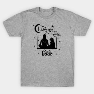 I Love You To The Moon & Back: Cavalier King Charles & Woman Silhouette T-Shirt